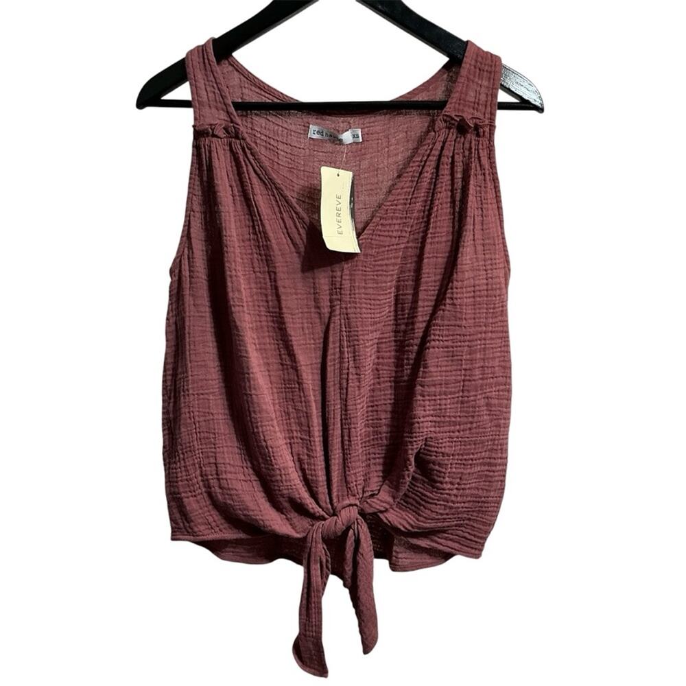 Red Haute NWT SUPER Soft Sleeveless Cotton Gauze Top, Tie Front Size XS